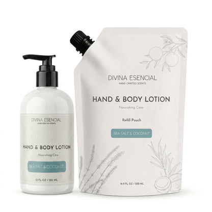 Hand & Body Lotion with Refill Pouch - Sea salt & Coconut