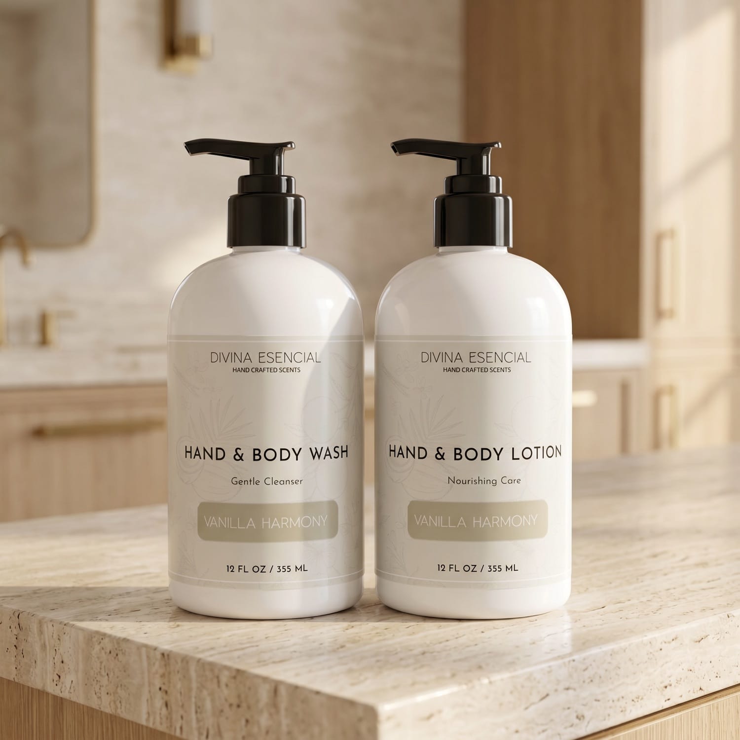 Divina Esencial Vanilla Harmony Hand & Body Care Set - Hand & Body Wash and Lotion lifestyle