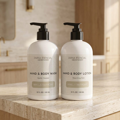 Divina Esencial Vanilla Harmony Hand & Body Care Set - Hand & Body Wash and Lotion lifestyle